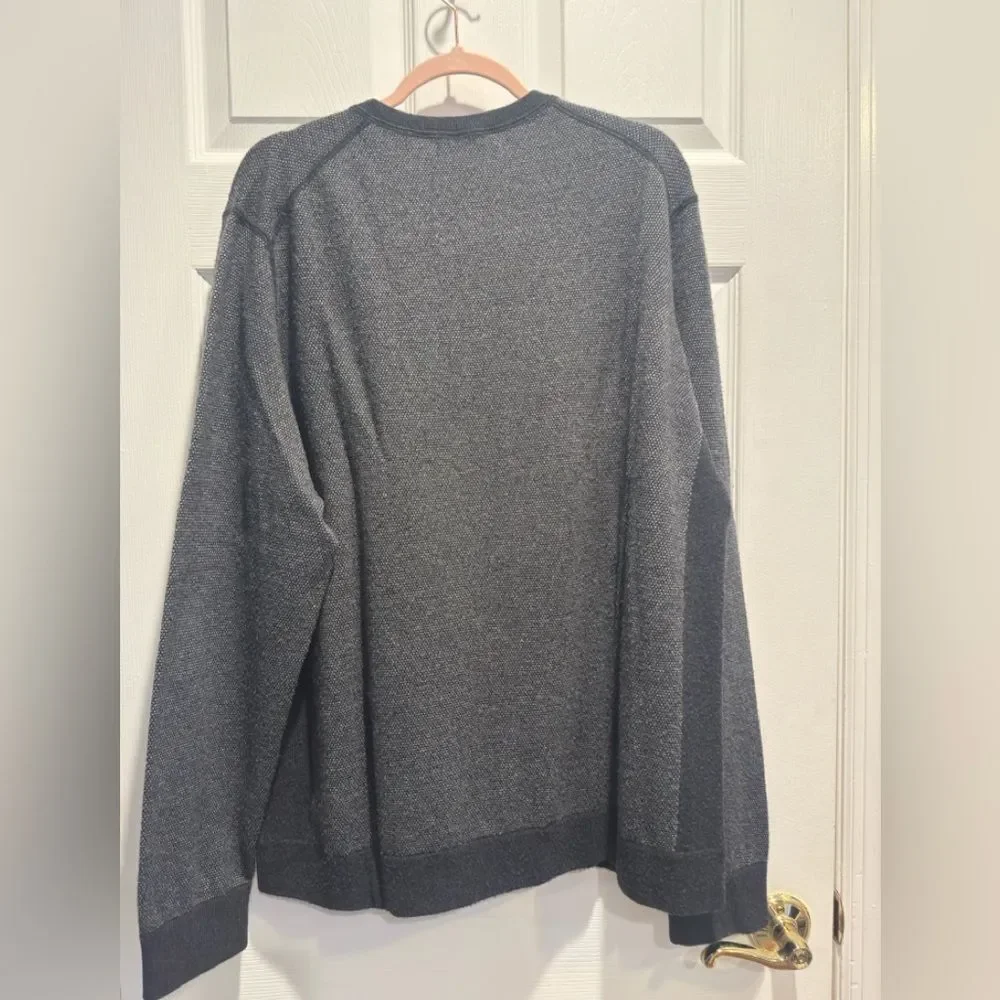Vince Mens Sweater XXL Gray Heather Wool Cashmere Blend Henley Collar
